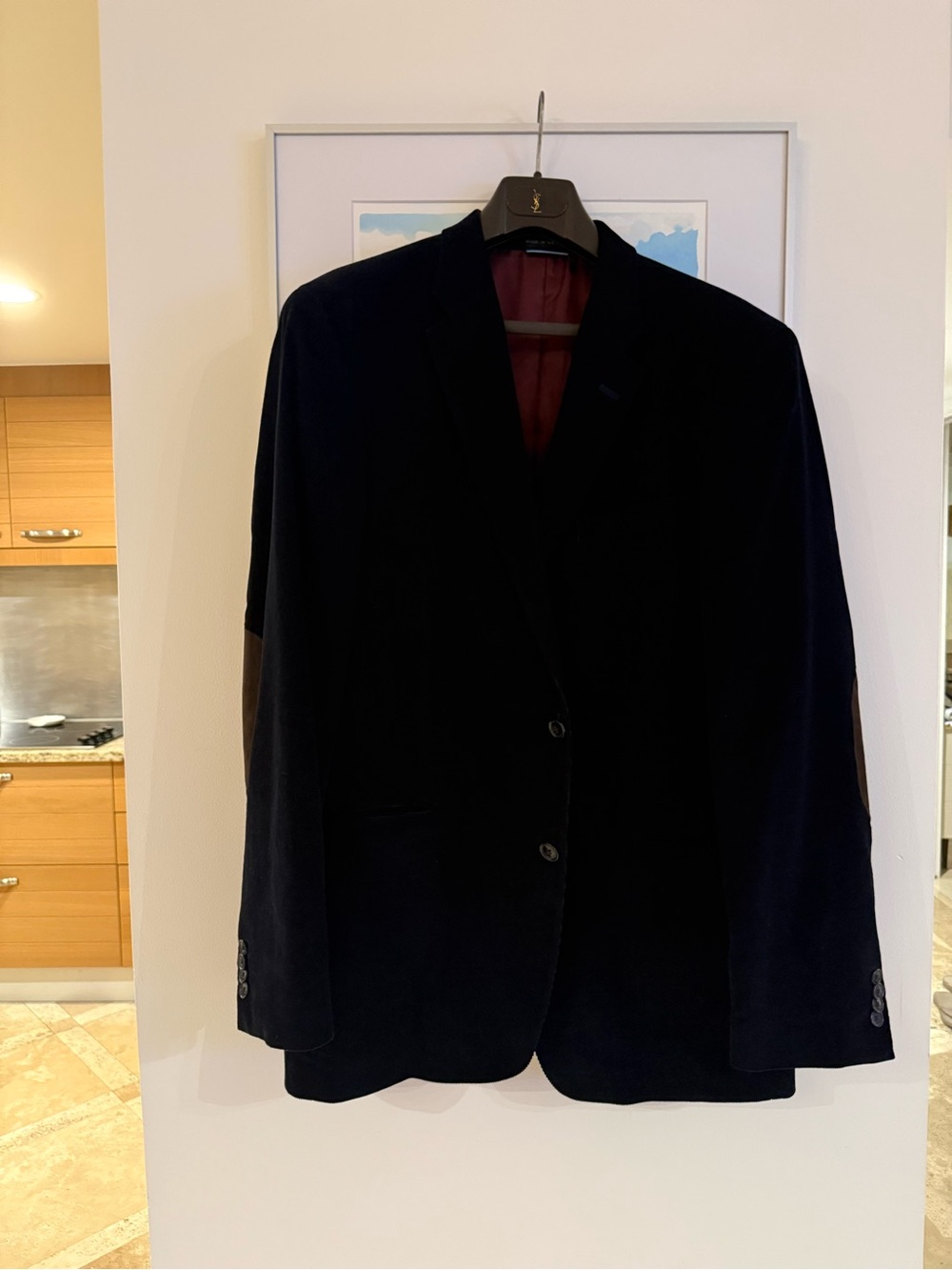 Tommy Hilfiger Men's Dark Navy Corduroy Blazer with Elbow Patches